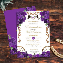 Convites Royal Purple Rosa Western Charro Quinceañera