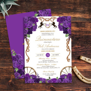 Convites Royal Purple Rosa Western Charro Quinceañera