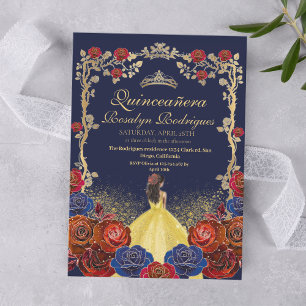 Convites Royal Quinceanera Beauty e o melhor Marinho Blue