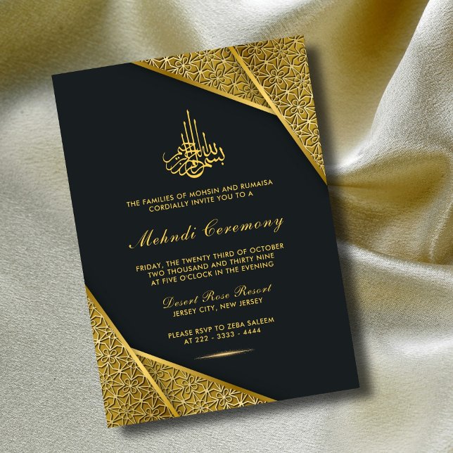 Convites Royal & Rustic Dourado Luxuoso Islâmico Elegante M (Criador carregado)