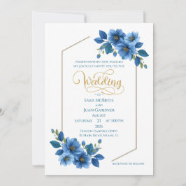 Convites Royal Sapphire Floral Wedding Invitation
