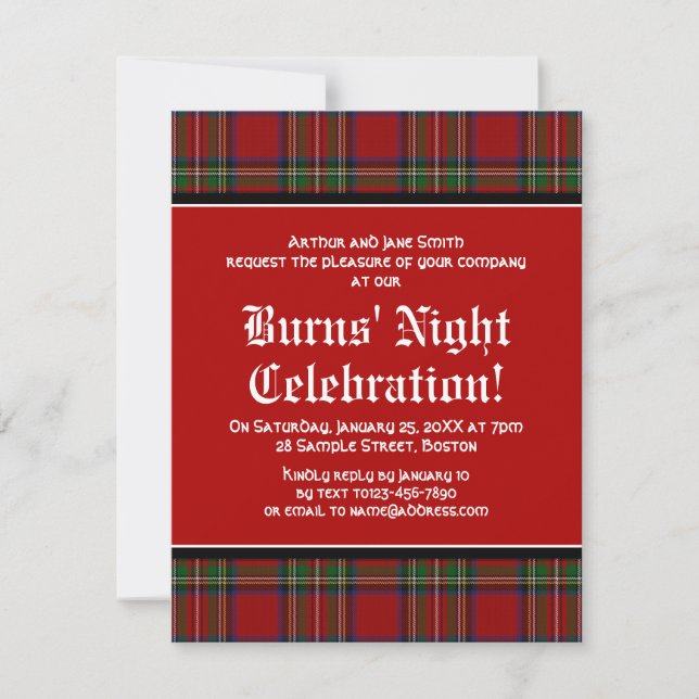 Convites Royal Stuart Tartan Robbie Burns Night Invation (Frente)