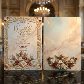 Convites Royalcore Barroco Anjo Violino Arte Casamento