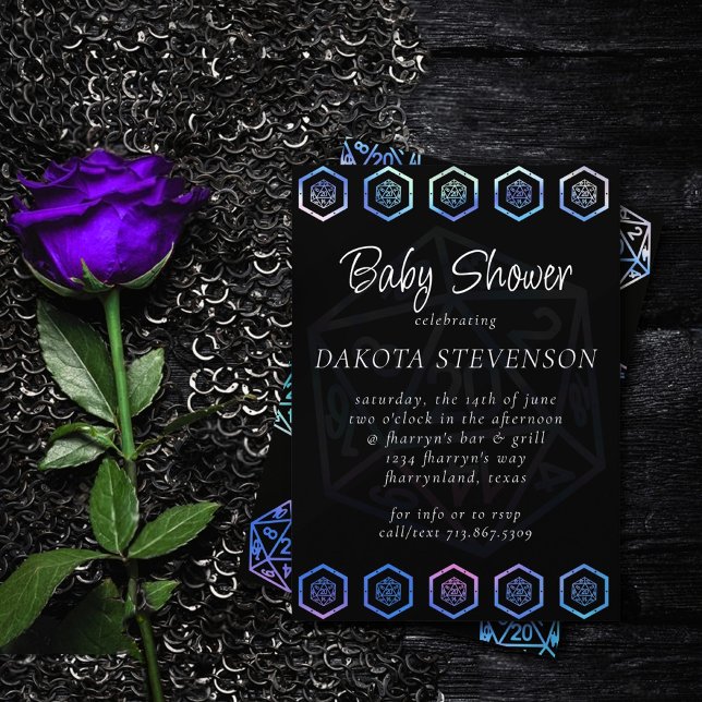 Convites RPG Dice | Aurora Fantasy Tabletop Gamer Chá (Criador carregado)