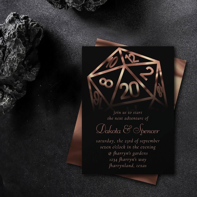 Convites RPG Dice | Copper Fantasy Retro Tabletop PnP Gamer (Criador carregado)