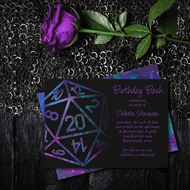 Convites RPG Dice | Nebula Fantasy Tabletop PnP Gamer Party (Criador carregado)