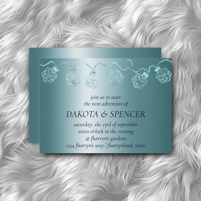 Convites RPG Luxe | Aqua Sheen Tabletop Gamer Dice Lights (Criador carregado)