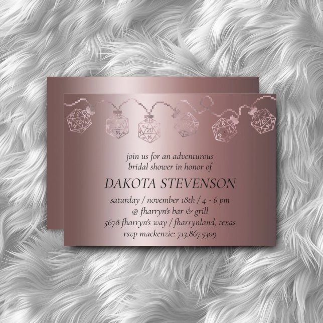 Convites RPG Luxe | Mauve Sheen Tabletop Gamer Dice Lights (Criador carregado)