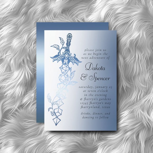 Convites RPG Sword Luxe | Blue Sheen Fantasy Tabletop Gamer (Criador carregado)