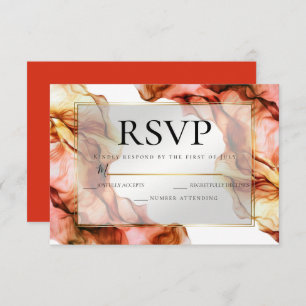Convites RSVP Abstrato Watercolor Coluna Autumn Colunas 4