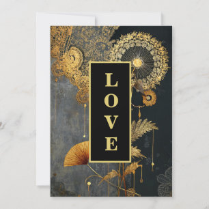 Convites *~ RSVP AR26 QR Dourado Lace LOVE Vintage 21 Casam