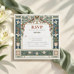 Convites RSVP Art Nouveau Lily Quadrado Casamento 