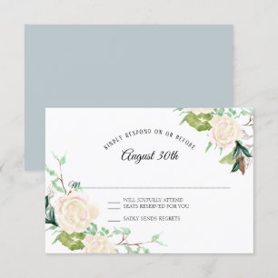 Convites RSVP Arte em Aquarela Elegante Pálida Floral Rosa 