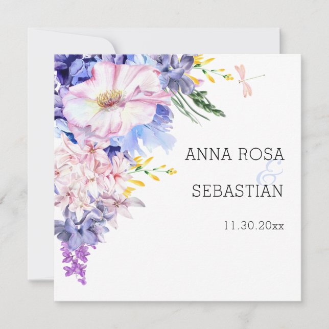 Convites *~* RSVP Boho Flowers AR12 QR Wedding (Frente)