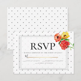 Convites RSVP | Bolinhas e Flores de Aquarela