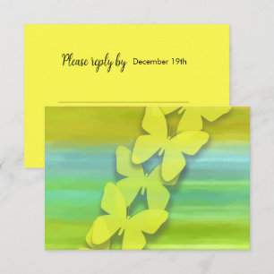 Convites RSVP Borboleta Azul Verde Amarelo