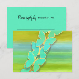 Convites RSVP Borboleta Azul Verde Amarelo