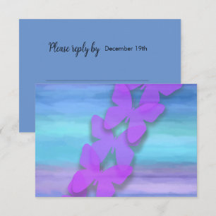 Convites RSVP Borboleta Turquesa Purple Watercolor