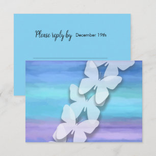 Convites RSVP Borboleta Turquesa Purple Watercolor