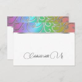 Convites RSVP Card Elegante Rainbow e Silver Filigree