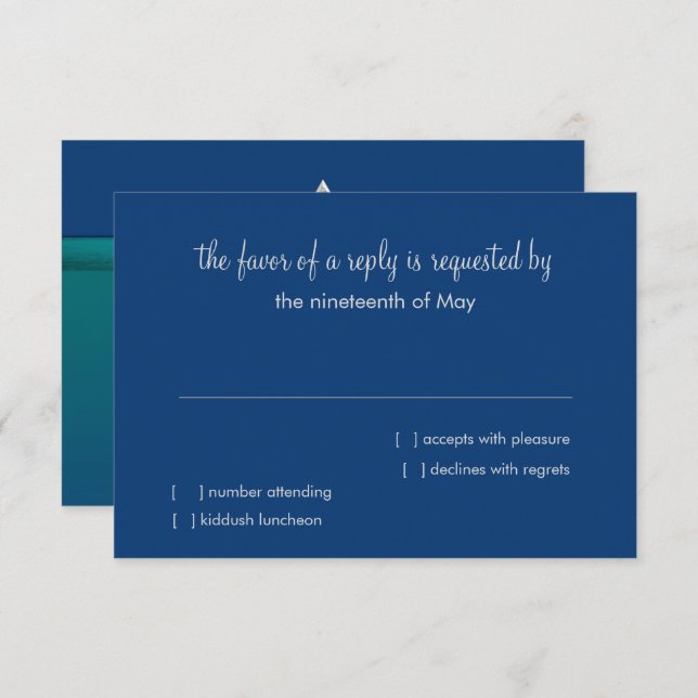Convites RSVP Card Teal e Blue Ombre Star (Frente/Verso)