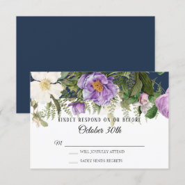 Convites RSVP Casamento Azul Marinho Marfim Rosa Peônia Sam