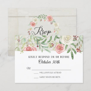 Convites RSVP Casamento Bege Rosa Blush Prancha de Madeira 