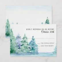 RSVP Casamento Blue Lake w Árvores de Pinheiro