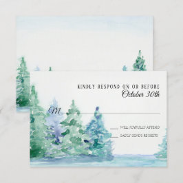 Convites RSVP Casamento Blue Lake w Árvores de Pinheiro