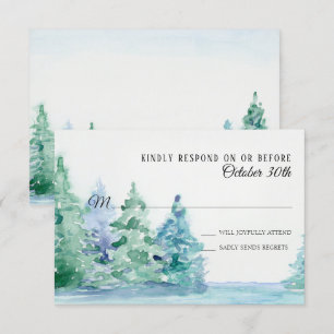 Convites RSVP Casamento Blue Lake w Árvores de Pinheiro