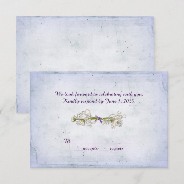 Convites RSVP casamento- bouquet de margaridas com pérolas (Frente/Verso)