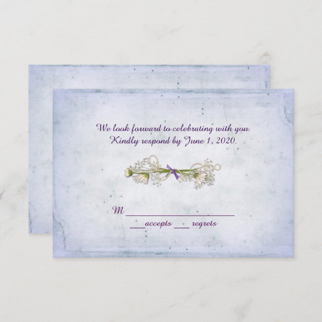 Convites RSVP casamento- buquê de margarida com pérolas (Frente/Verso)