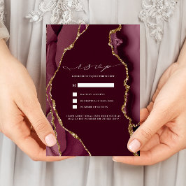 Convites RSVP Casamento com Ágata Burgundy & Dourado