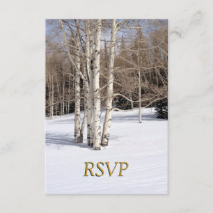 Convites RSVP Casamento de Inverno Árvores de Aspen na Neve