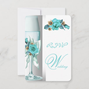 Convites RSVP Casamento Elegante Azul Claro Bege Rosa