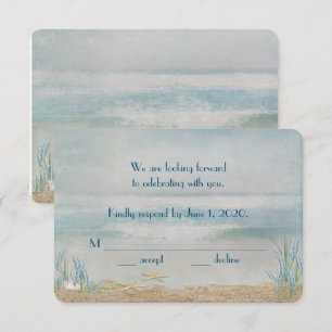 Convites RSVP-casamento estrelas-do-mar na praia