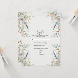 Convites RSVP Casamento Floral de Aquarela Primavera Flor S