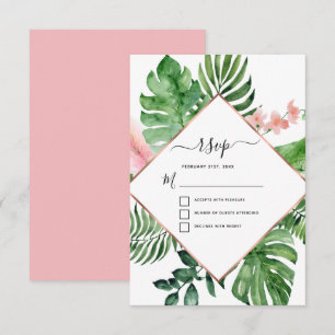 Convites RSVP Casamento Geométrico Aquarela de Palma Tropic