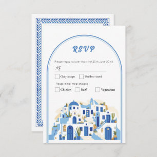 Convites RSVP Casamento Grego de Santorini Grécia Azul