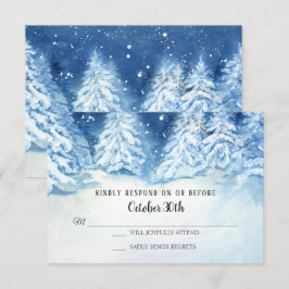 Convites RSVP Casamento Inverno Marinho Árvores Nevadas Aqu