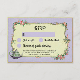 Convites RSVP Casamento Mundo das Maravilhas Bule Flores Ro