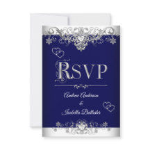 RSVP Casamento Real Blue Silver Diamond Hearts