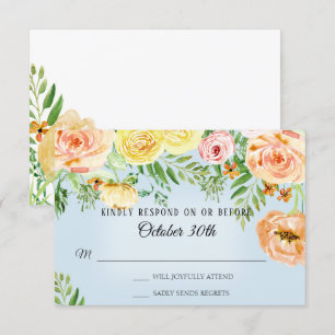 Convites RSVP Casamento Rosas Amarelas Modernas Floral Desb