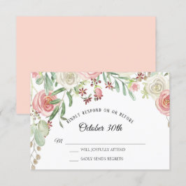Convites RSVP Casamento Rosas Florais Bege Rosa Pálido