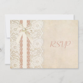 Convites RSVP Casamento Rústico Vintage Rosa e Renda