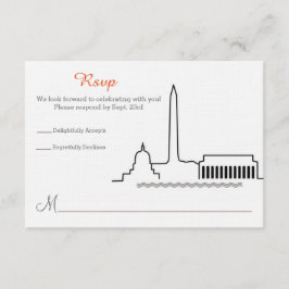 Convites RSVP Casamento Silhueta de Washington DC
