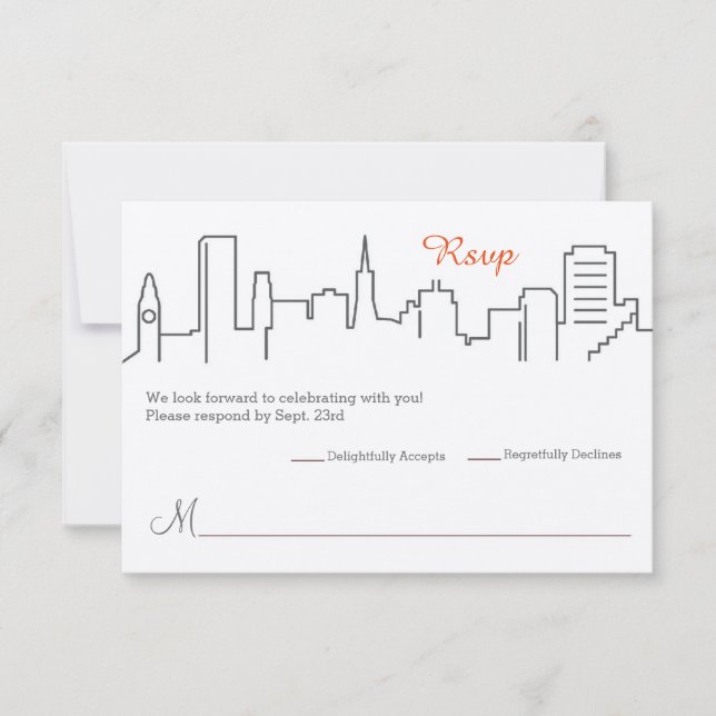Convites RSVP Casamento Skyline de São Francisco (Frente)