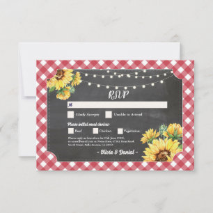 Convites RSVP Casamento Sunflower Red White Noivado