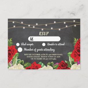 Convites RSVP Chalk Rosas vermelhas de Luzes Russas de Casa