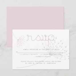 Convites RSVP | Cinza de carvão simples Flor rosa pálido